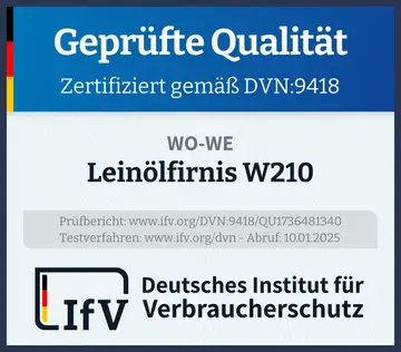 Prüfsiegel Leinölfirnis W210