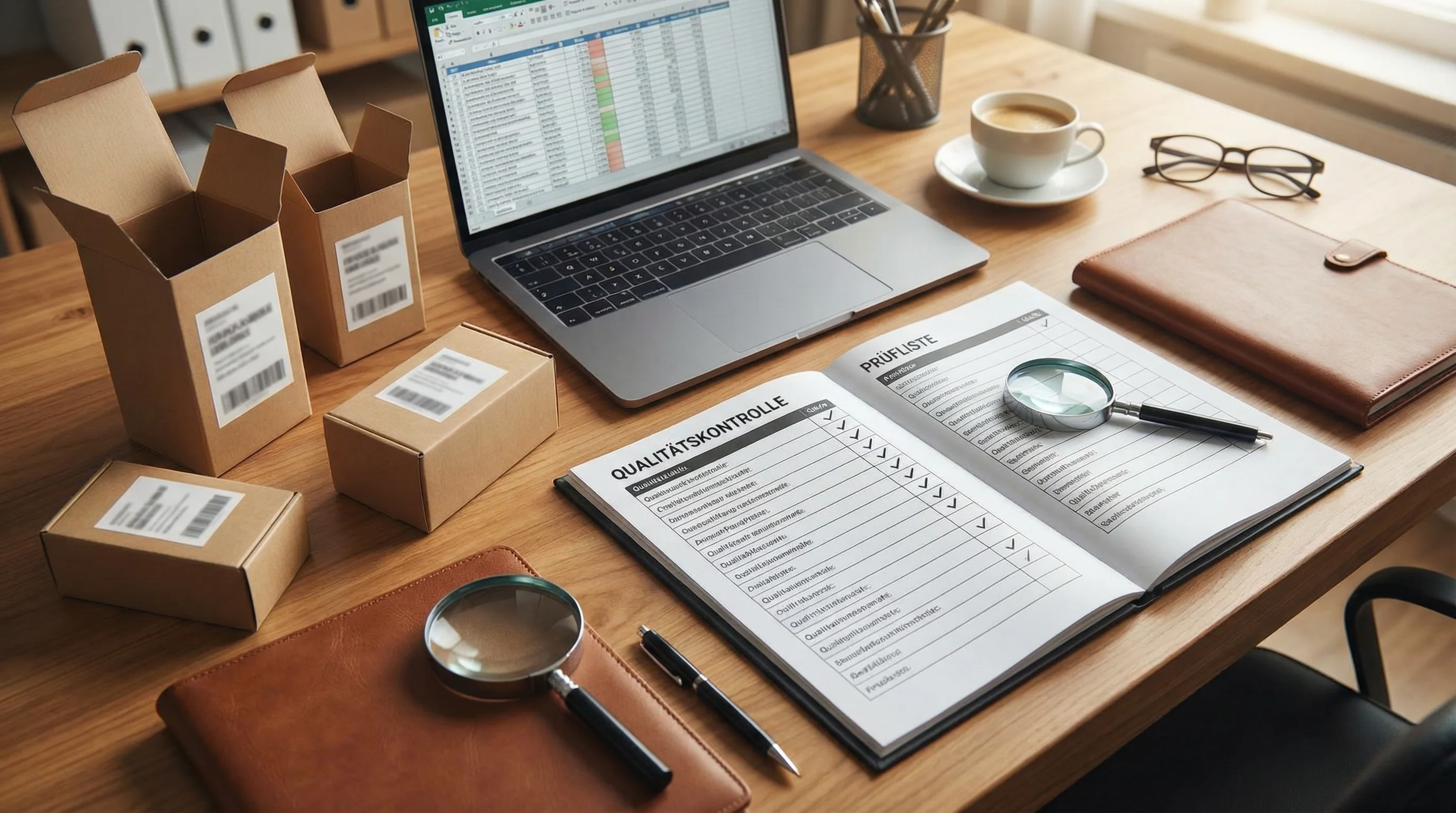 Vorbereitung eines Produktlaunchs mit Verpackung, Checkliste und strukturierter Prüfplanung