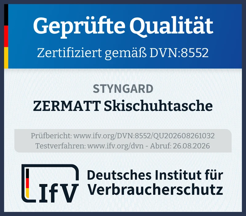 Prüfsiegel ZERMATT Skischuhtasche
