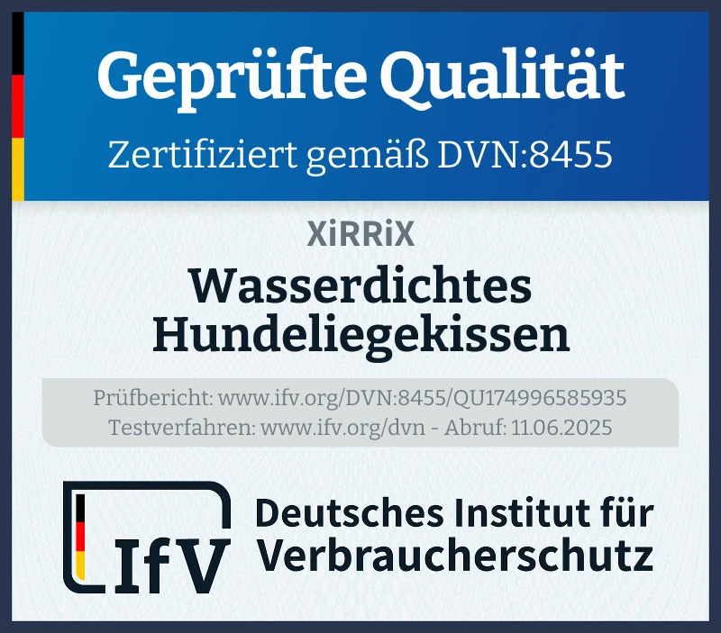 Prüfsiegel Wasserdichtes Hundeliegekissen