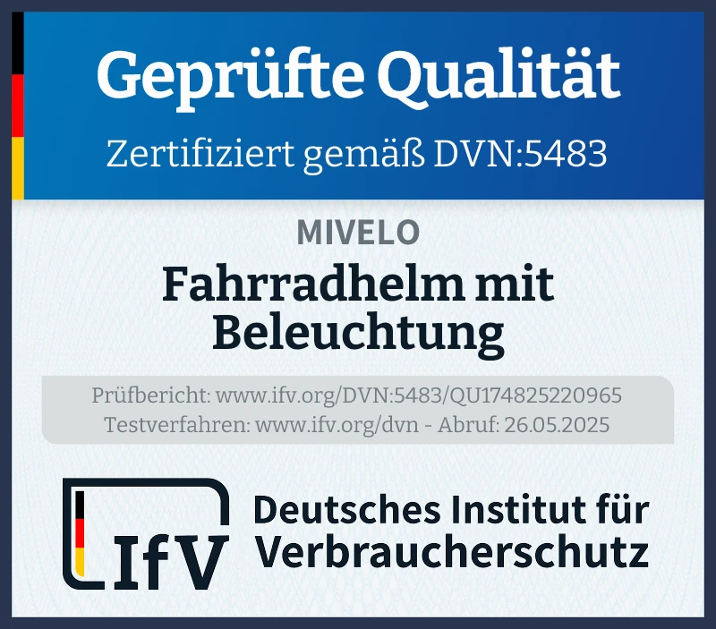 Prüfsiegel Fahrradhelm mit Beleuchtung