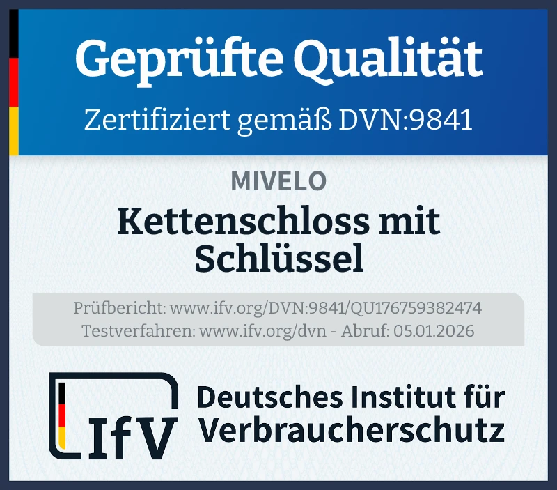 Prüfsiegel Kettenschloss mit Schlüssel