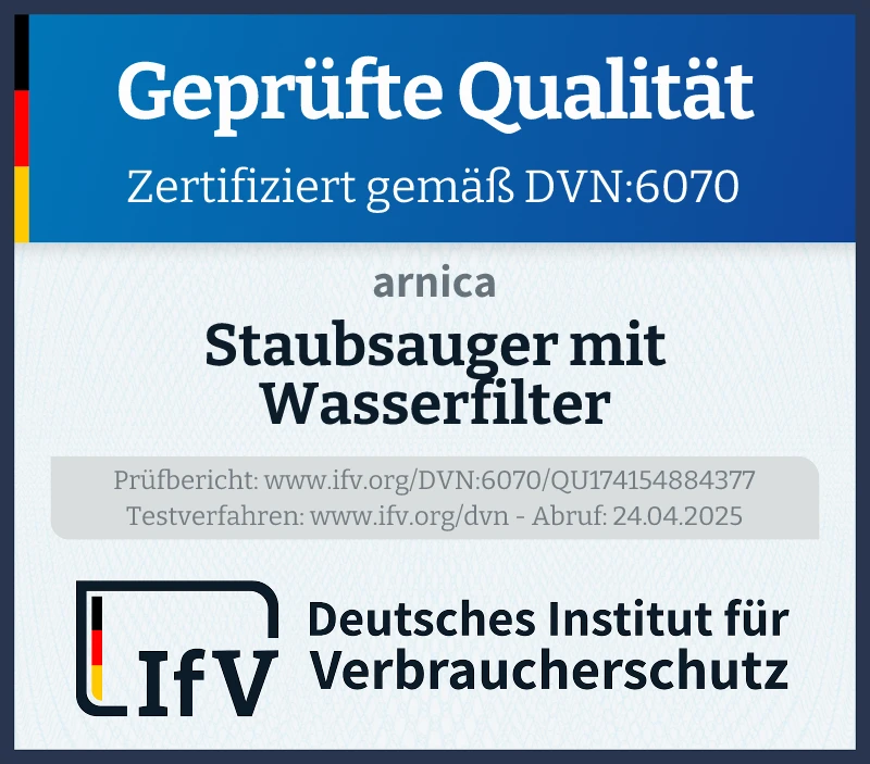 Prüfsiegel Staubsauger mit Wasserfilter