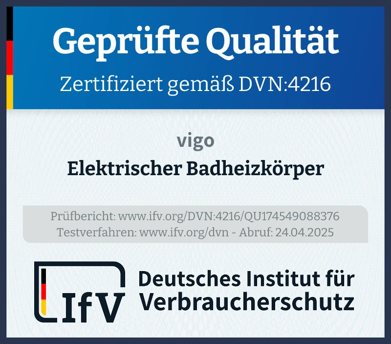 Prüfsiegel Elektrischer Badheizkörper