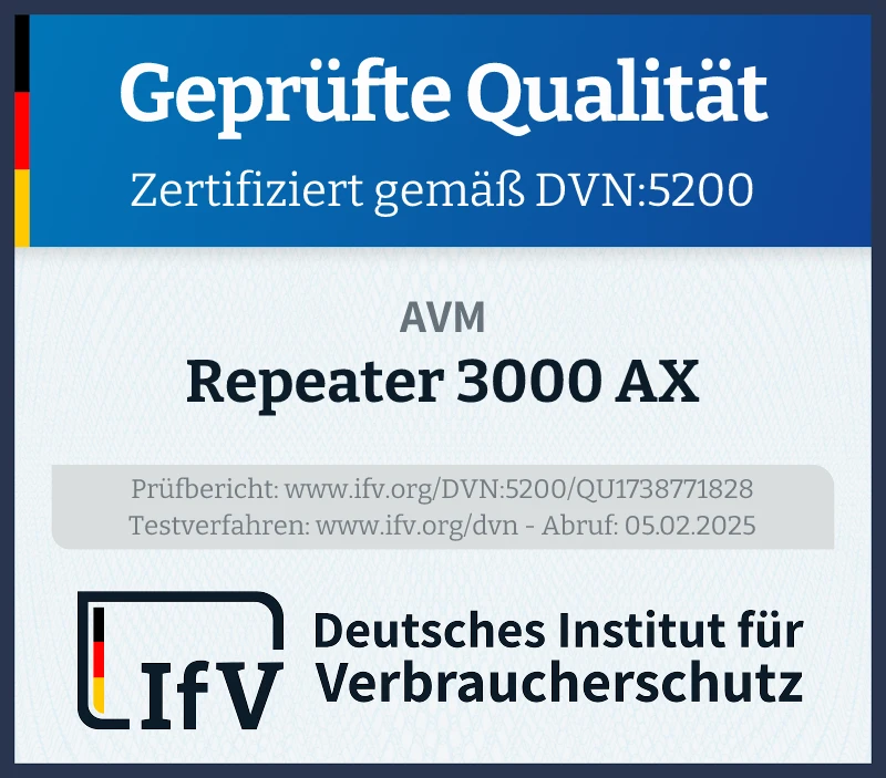 Prüfsiegel Repeater 3000 AX