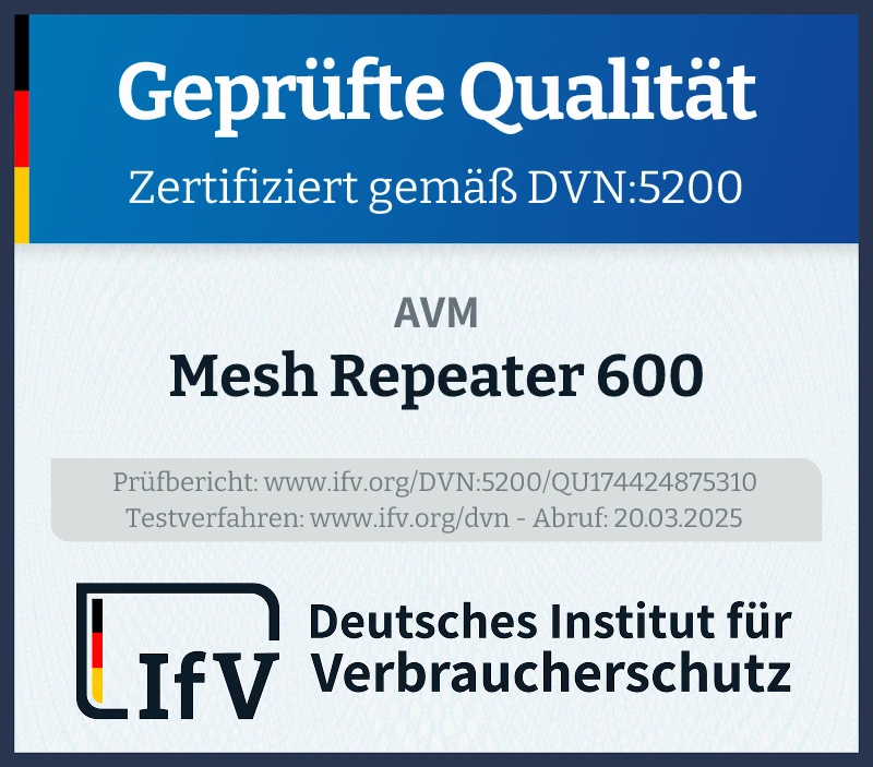 Prüfsiegel Mesh Repeater 600