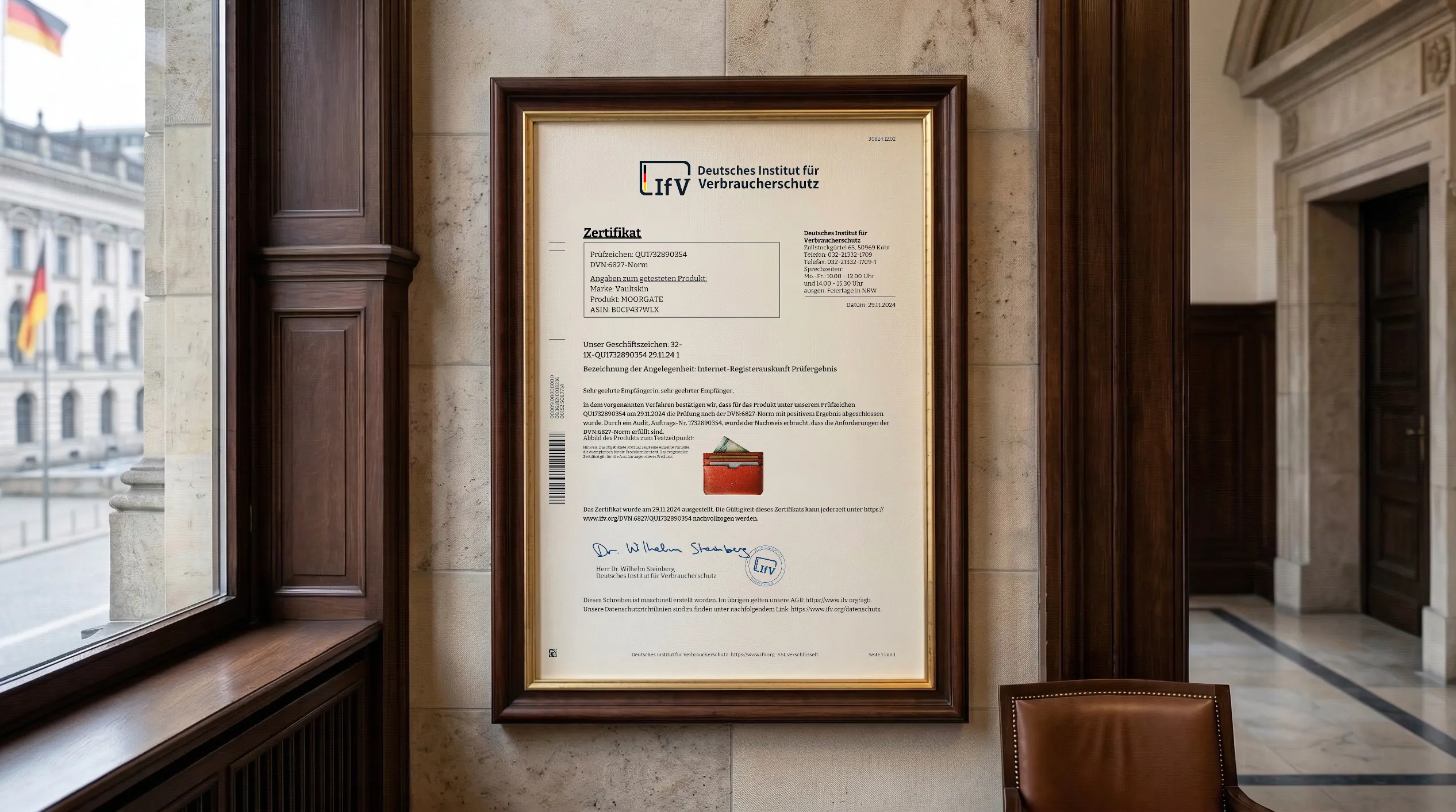 Veröffentlichter Zertifikatsnachweis für MOORGATE (QU1732890354) von Creative Ideas UN Ltd.