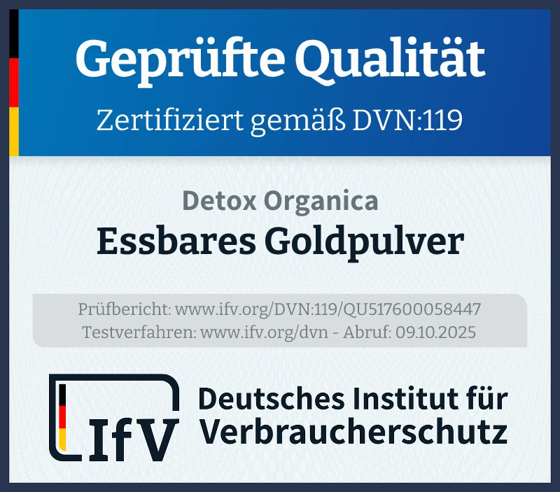 Prüfsiegel Essbares Goldpulver