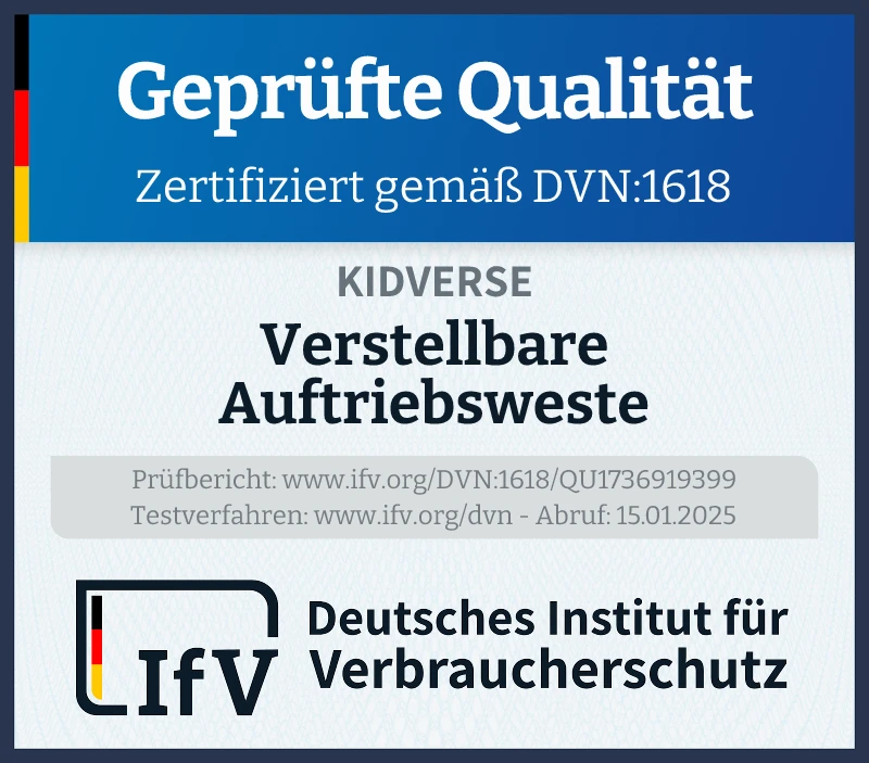 Prüfsiegel Verstellbare Auftriebsweste