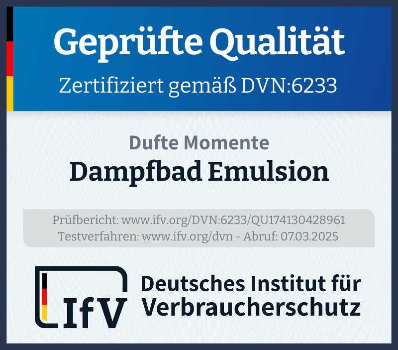 Prüfsiegel Dampfbad Emulsion