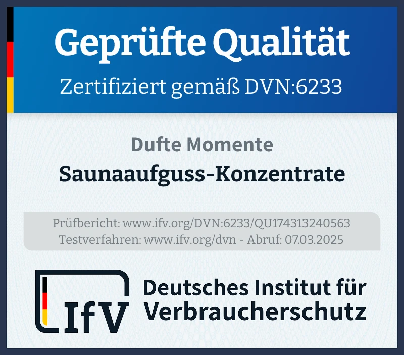 Prüfsiegel Saunaaufguss-Konzentrate