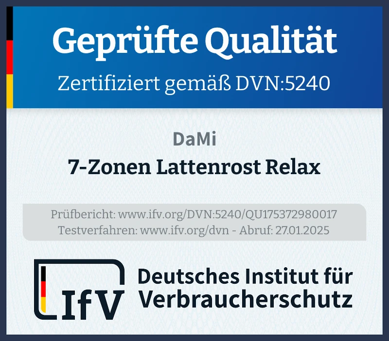 Prüfsiegel 7-Zonen Lattenrost Relax