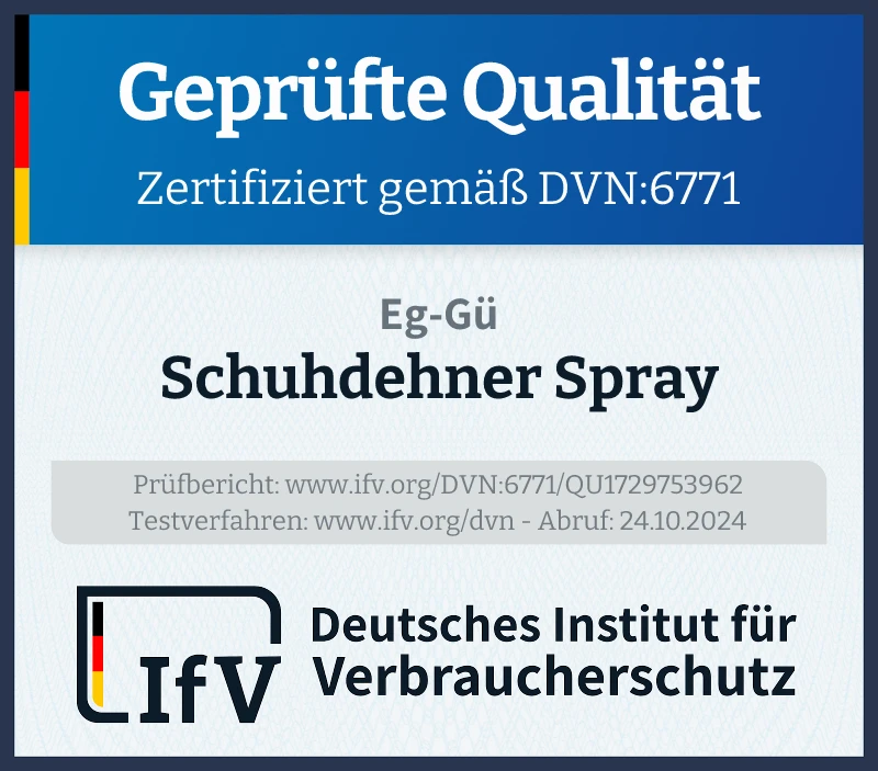 Prüfsiegel Schuhdehner Spray