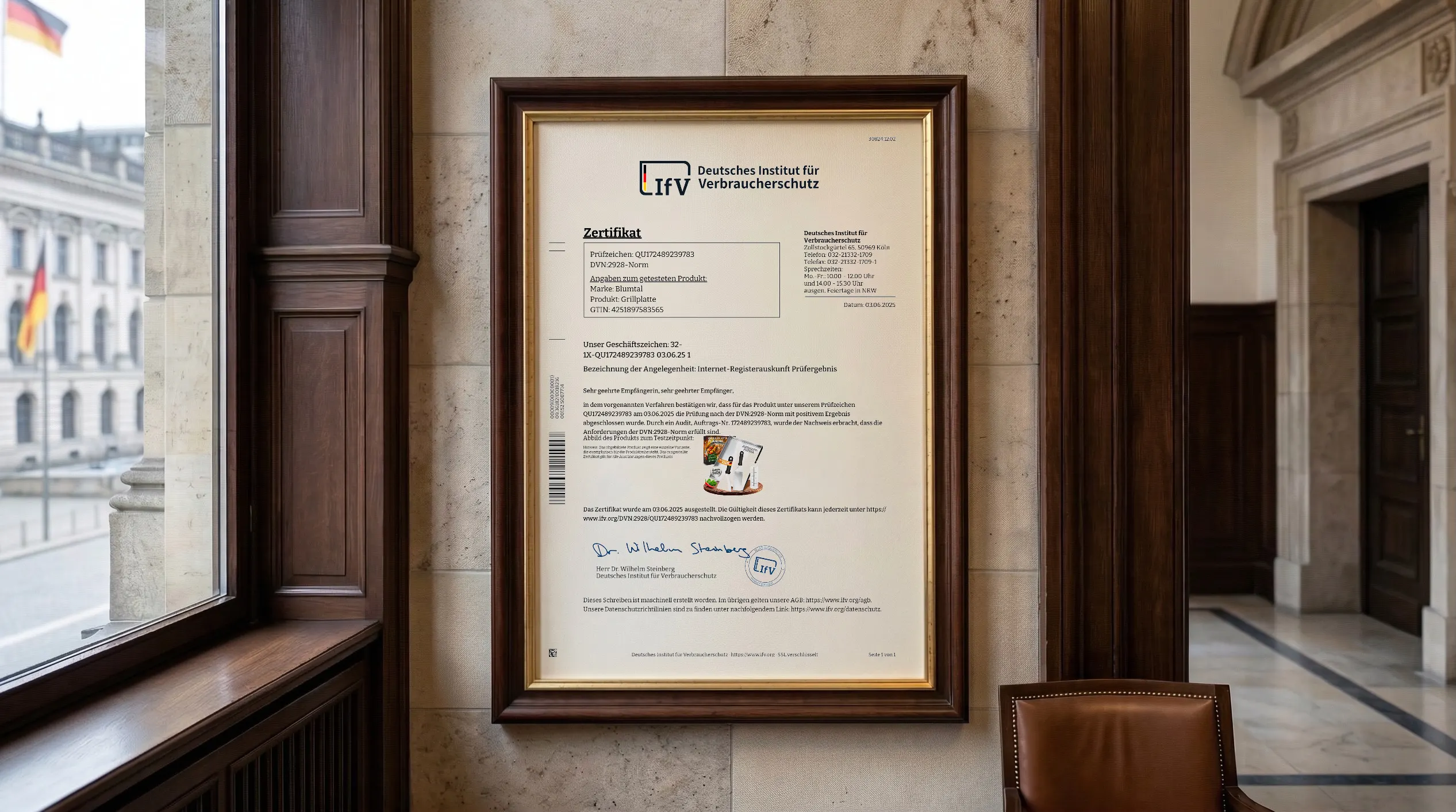 Veröffentlichter Zertifikatsnachweis für Grillplatte (QU172489239783) von Everbrent GmbH