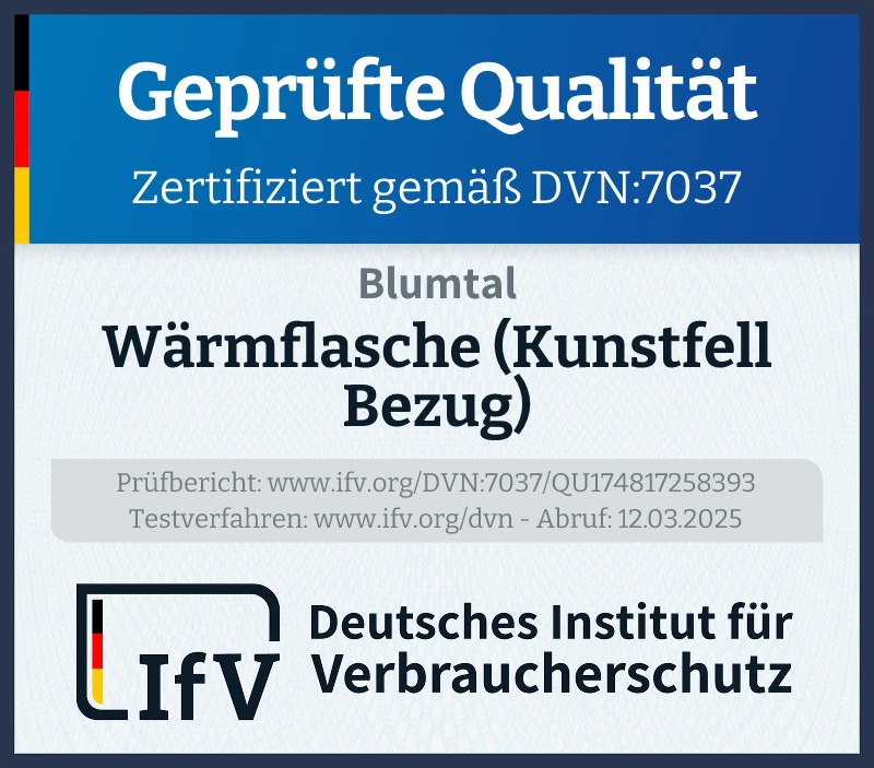 Prüfsiegel Wärmflasche (Kunstfell Bezug)