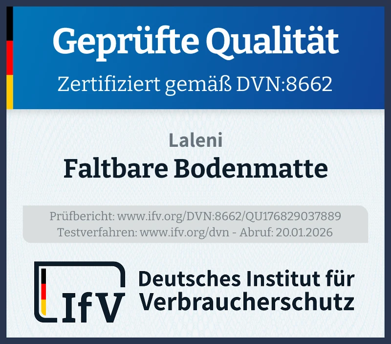 Prüfsiegel Faltbare Bodenmatte