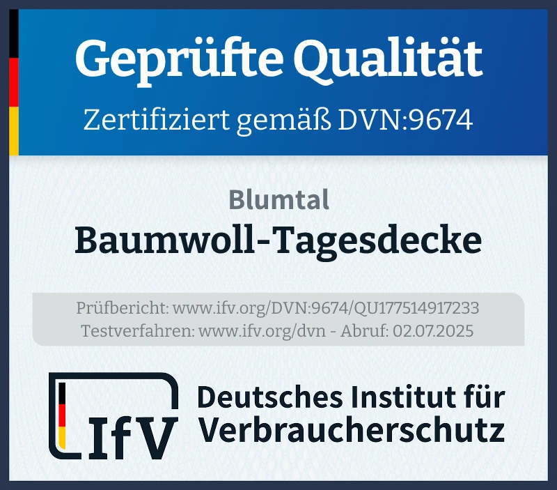Prüfsiegel Baumwoll-Tagesdecke