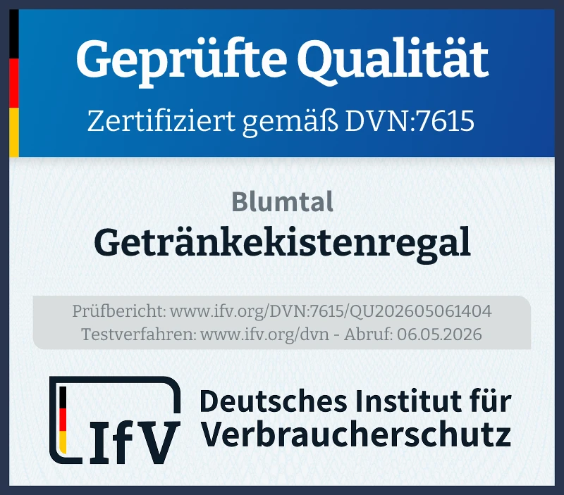 Prüfsiegel Getränkekistenregal