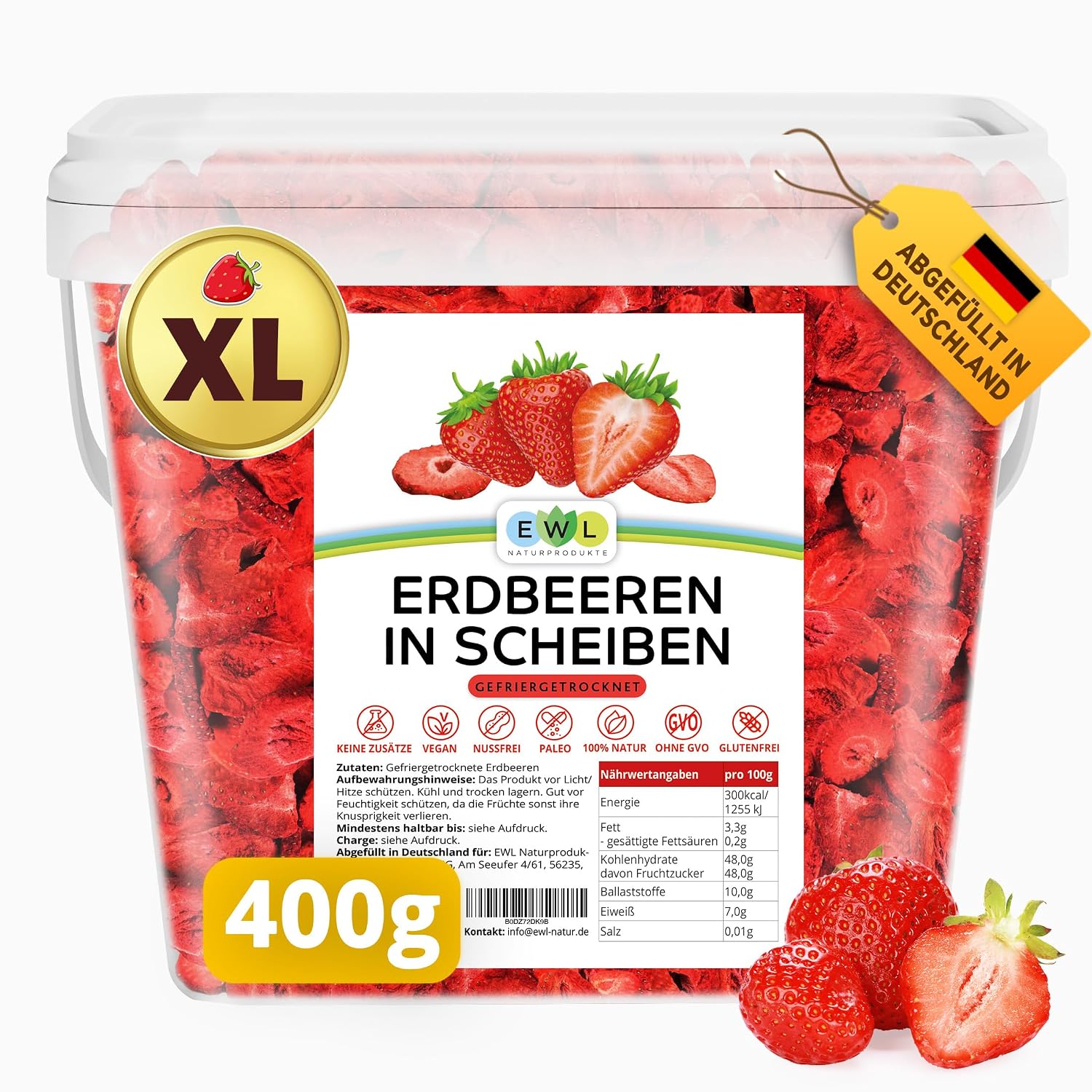 Gefriergetrocknete Erdbeeren, 400 g