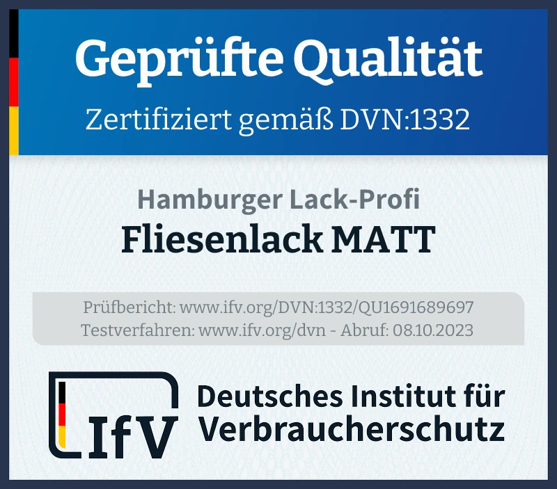 Prüfsiegel Fliesenlack MATT