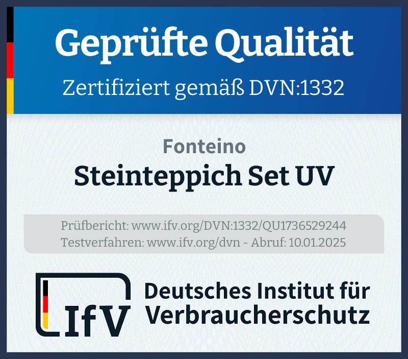 Prüfsiegel Steinteppich Set UV