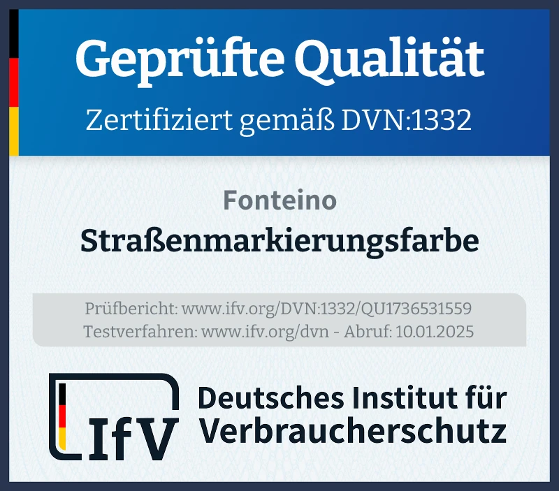 Prüfsiegel Straßenmarkierungsfarbe