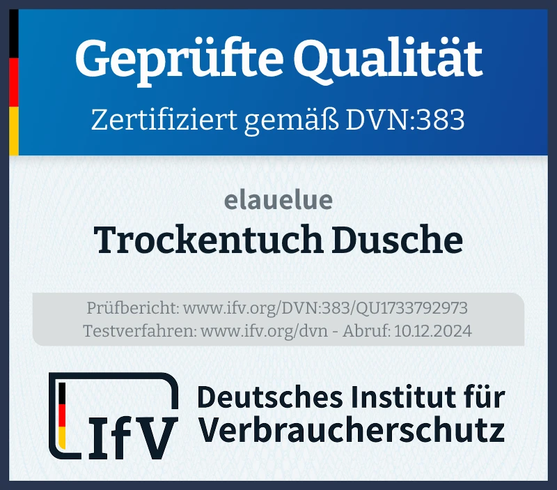 Prüfsiegel Trockentuch Dusche