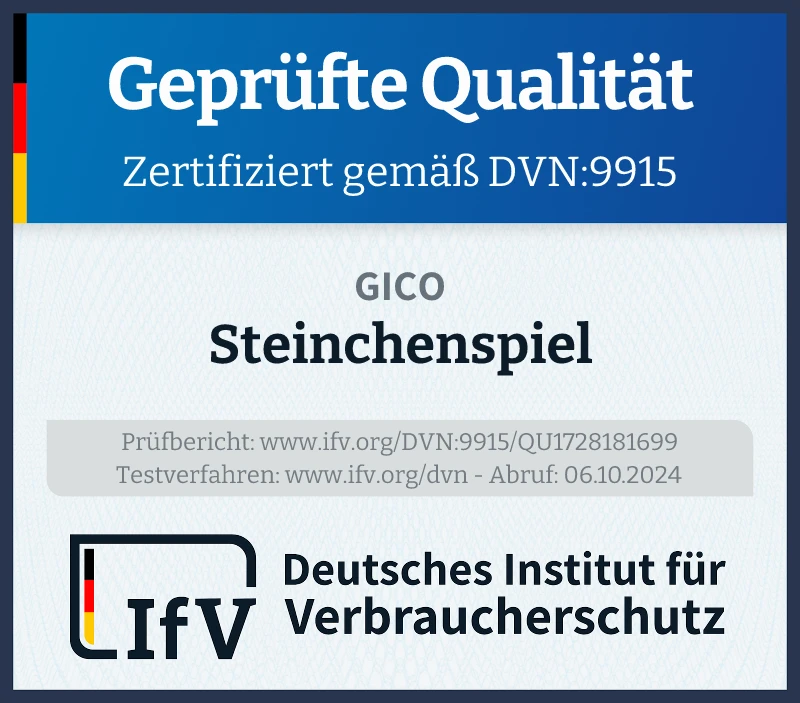 Prüfsiegel Steinchenspiel