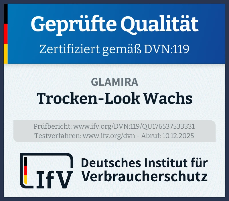 Prüfsiegel Trocken-Look Wachs