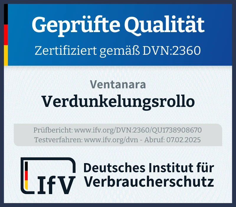 Prüfsiegel Verdunkelungsrollo