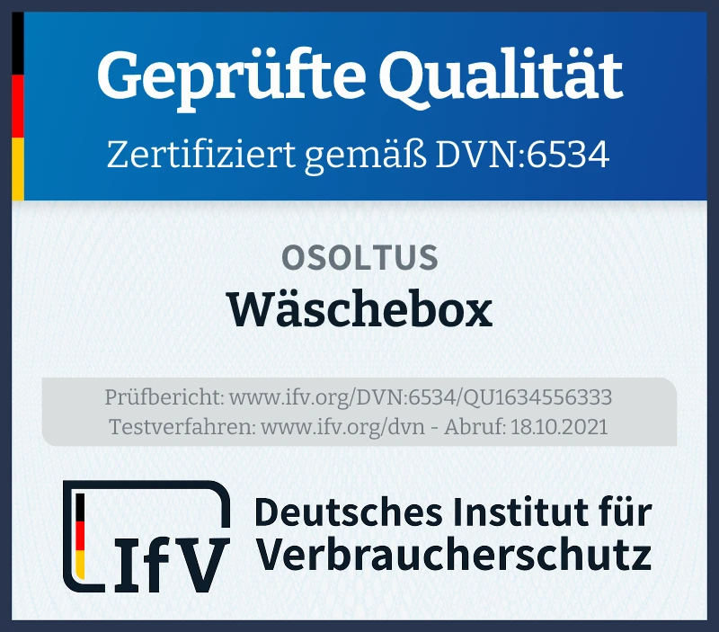 Prüfsiegel Wäschebox