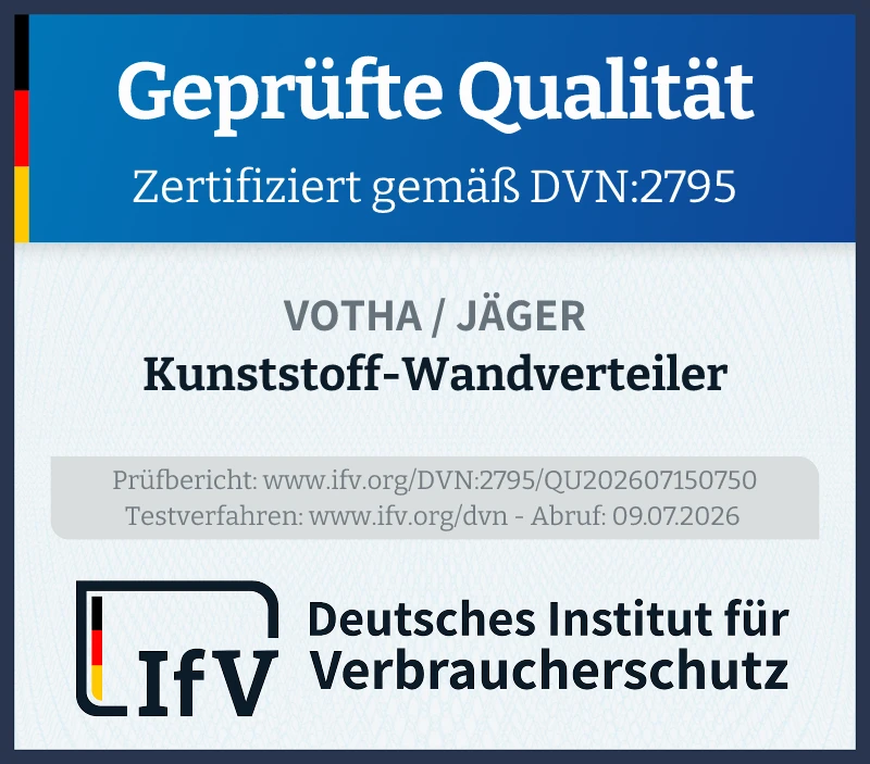 Prüfsiegel Kunststoff-Wandverteiler