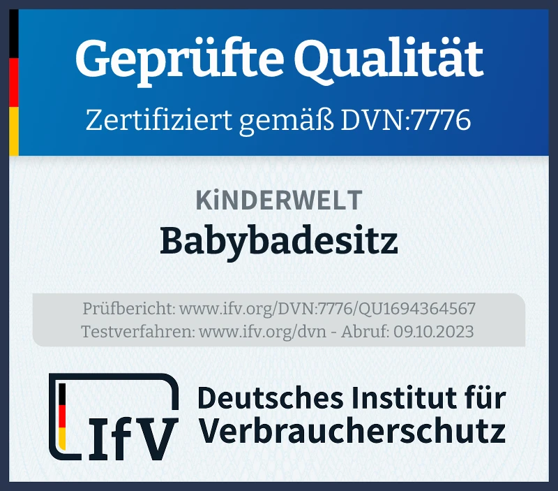 Prüfsiegel Babybadesitz