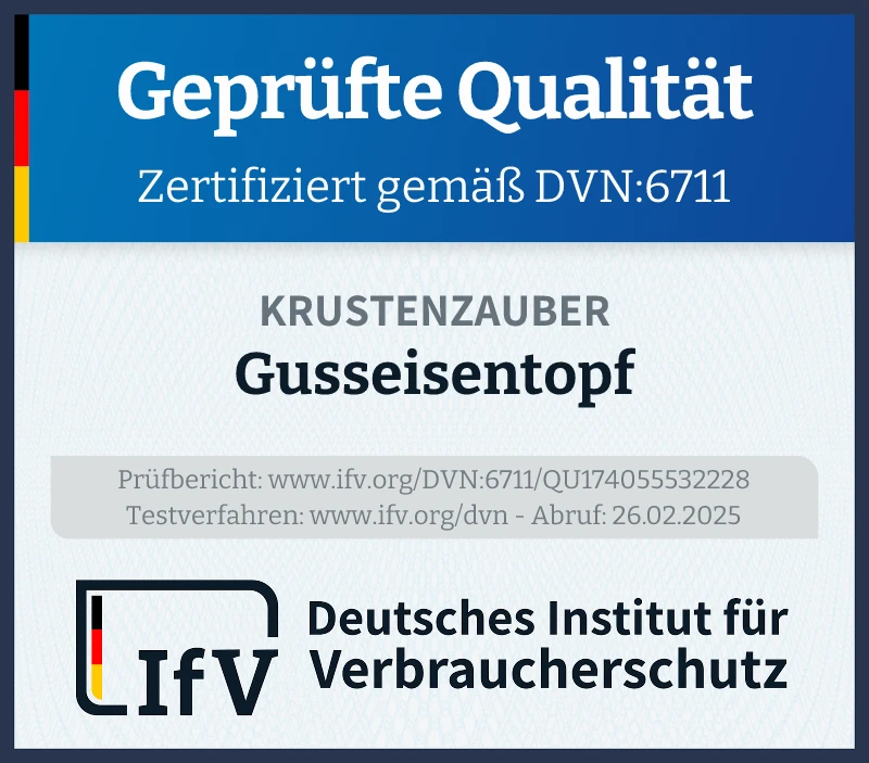 Prüfsiegel Gusseisentopf