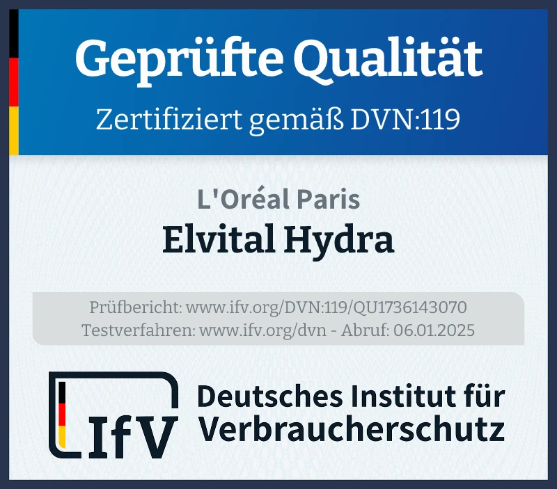 Prüfsiegel Elvital Hydra