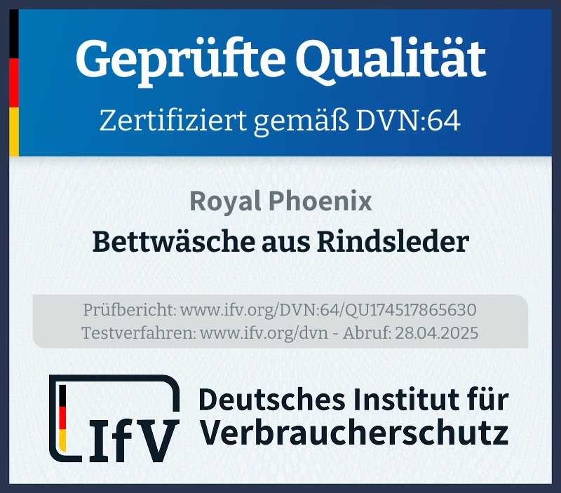 Prüfsiegel Bettwäsche aus Rindsleder