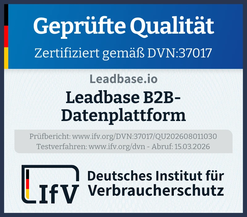 Prüfsiegel Leadbase B2B-Datenplattform