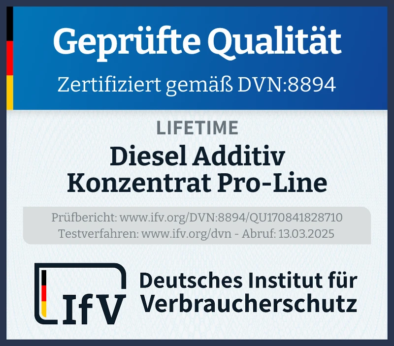 Prüfsiegel Diesel Additiv Konzentrat Pro-Line