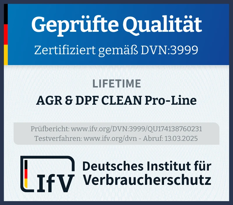 Prüfsiegel AGR & DPF CLEAN Pro-Line