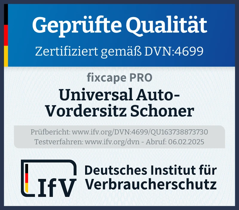Prüfsiegel Universal Auto-Vordersitz Schoner