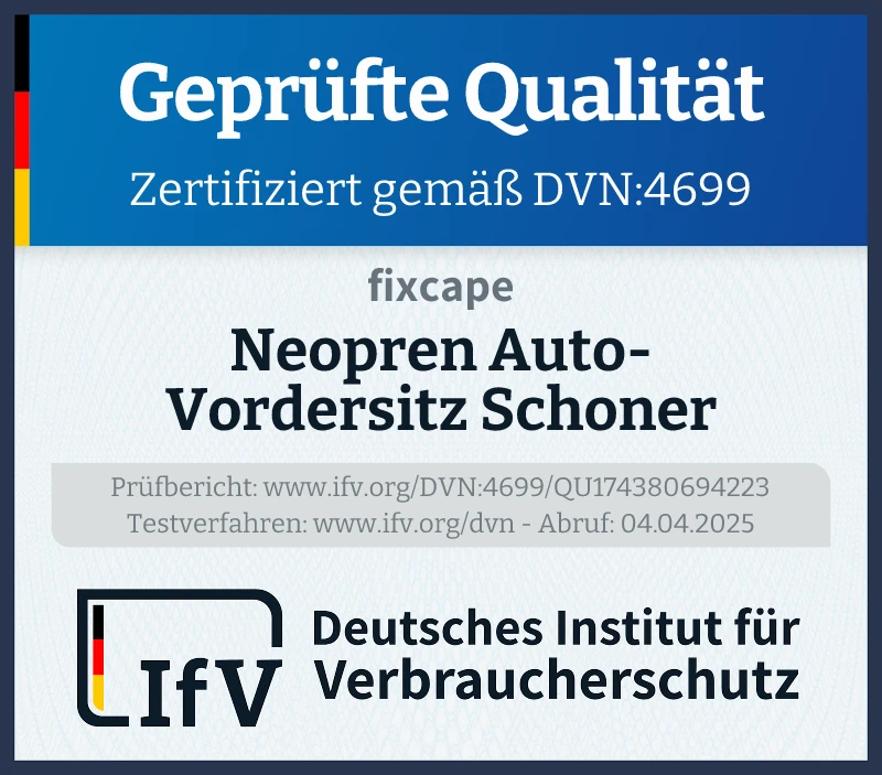 Prüfsiegel Neopren Auto-Vordersitz Schoner