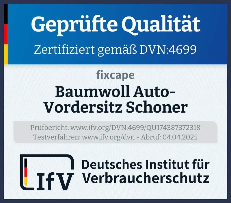 Prüfsiegel Baumwoll Auto-Vordersitz Schoner