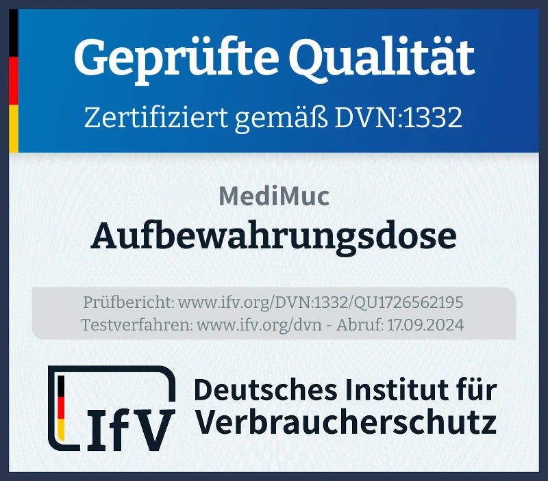 Prüfsiegel Aufbewahrungsdose