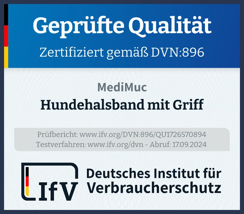 Prüfsiegel Hundehalsband mit Griff