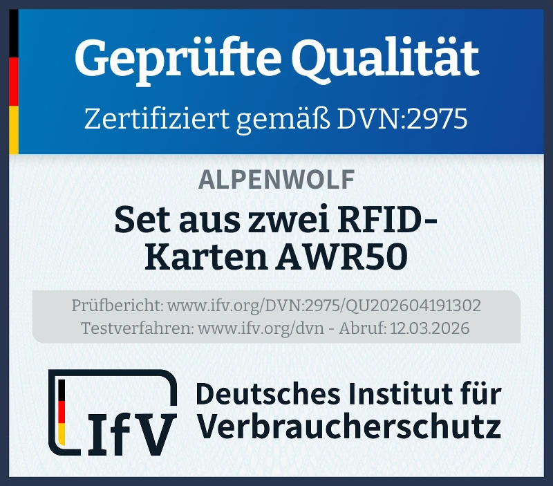 Prüfsiegel Set aus zwei RFID-Karten AWR50