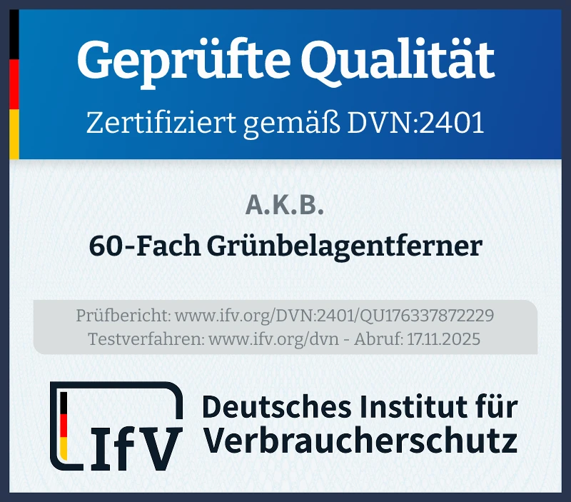 Prüfsiegel 60-Fach Grünbelagentferner