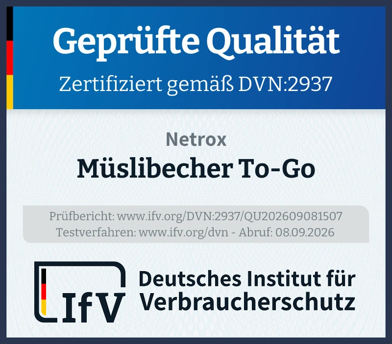 Prüfsiegel Müslibecher To-Go