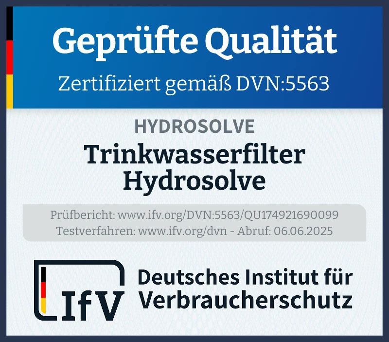 Prüfsiegel Trinkwasserfilter Hydrosolve