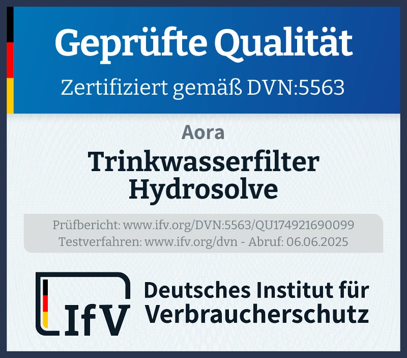Prüfsiegel Trinkwasserfilter Hydrosolve