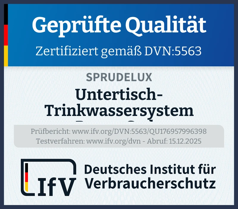 Prüfsiegel Untertisch-Trinkwassersystem Power Soda